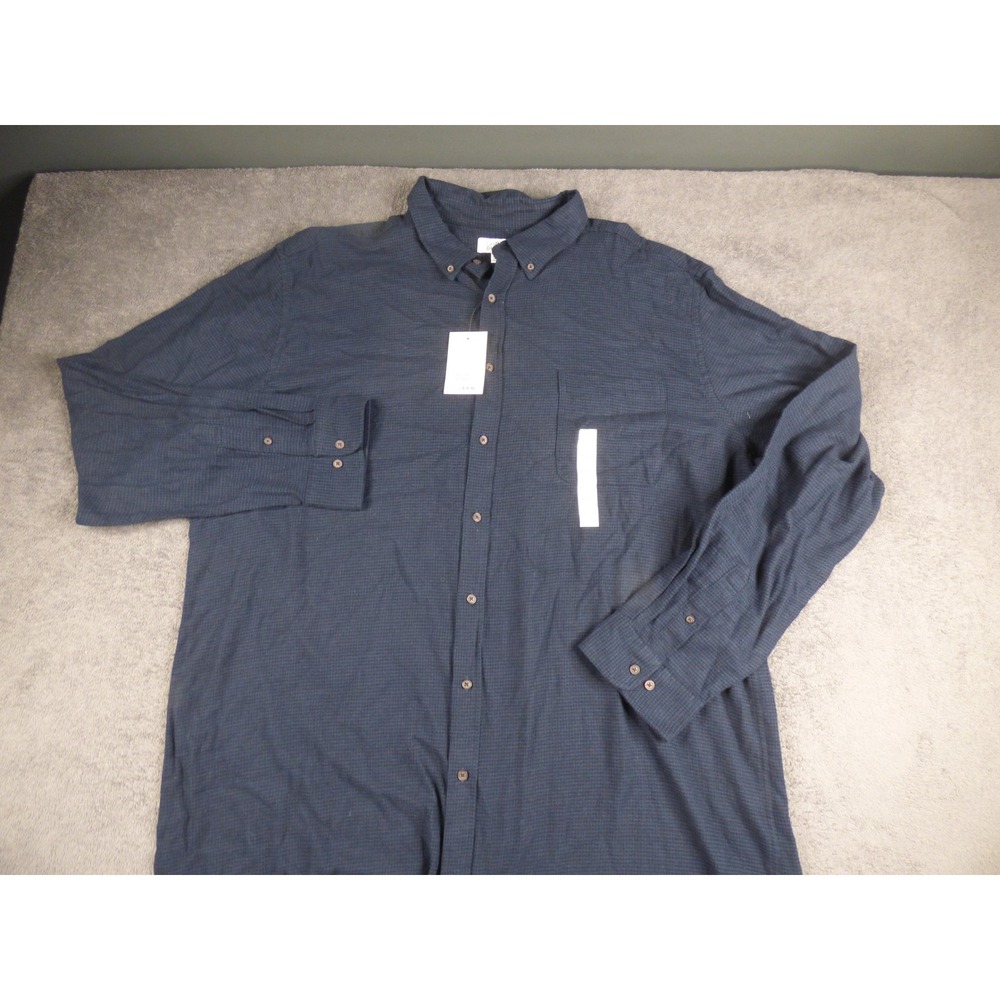 Croft & Barrow Mens 3XL Tall Navy Blue Houndstooth Flannel Shirt MC83W300XR NEW